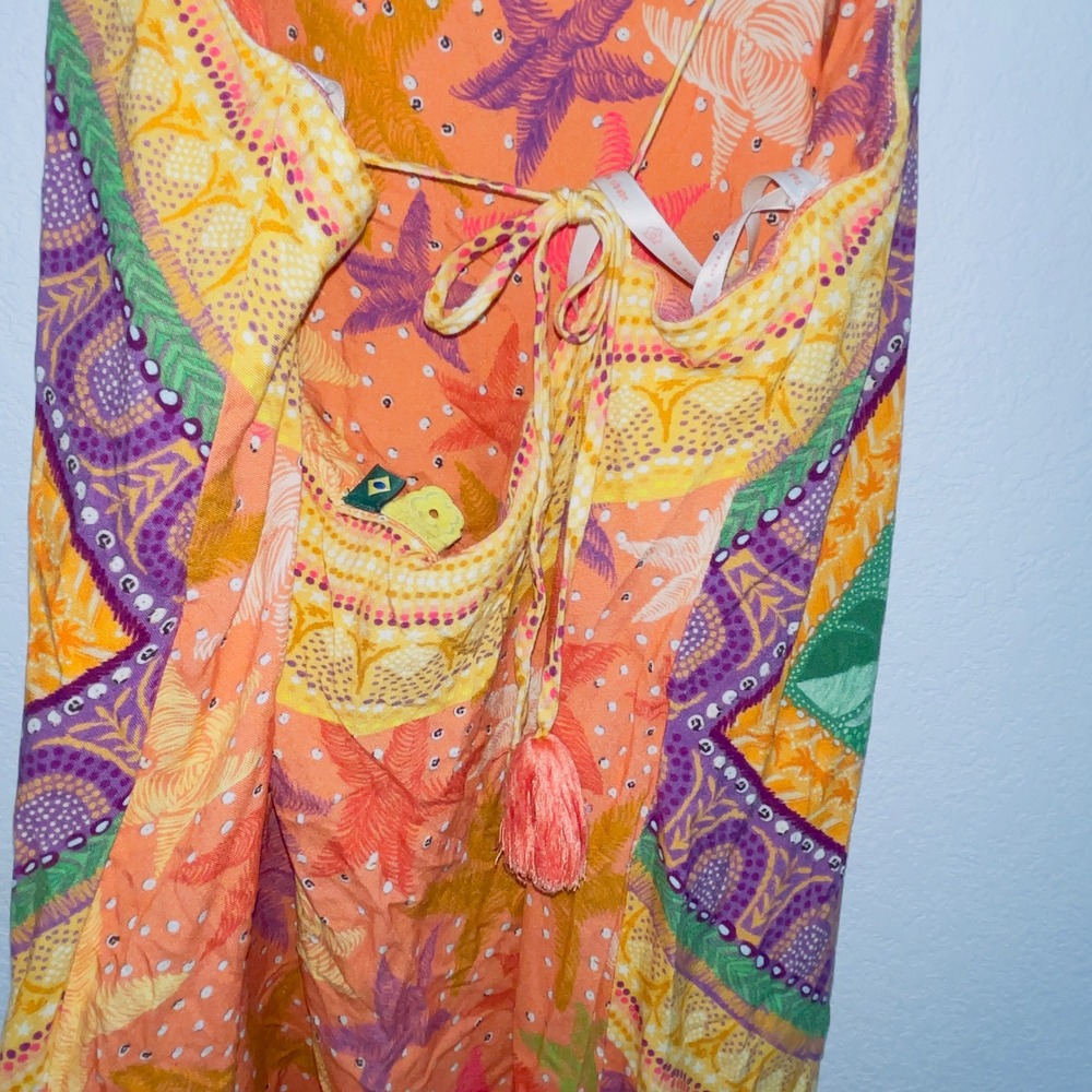 FARM RIO Toucan Patchwork Maxi Dress 100% Viscose Tropical Sunset Sundress - Picture 4 of 13